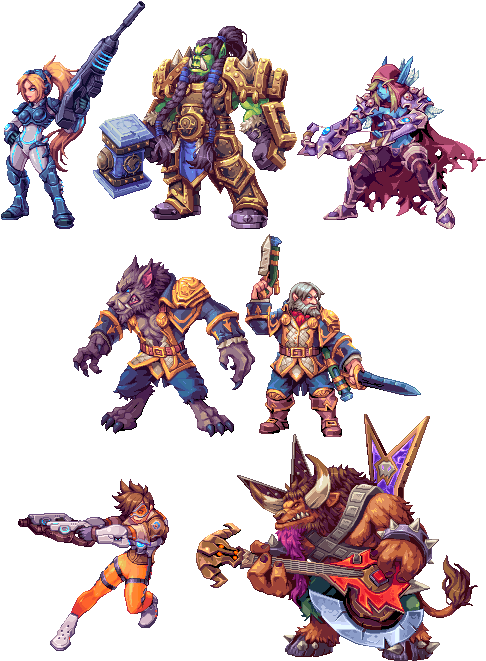 “ Pixel Versions Of Some Of My Favourite Characters - Pixel Art Fighting Game (500x690), Png Download