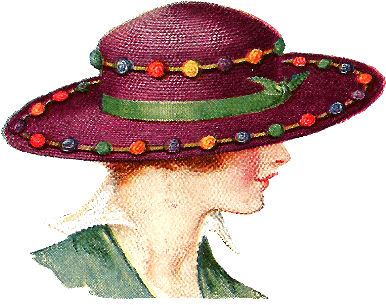 Ladies - Vintage Woman Hat Clipart (994x808), Png Download