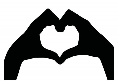 Macbook 13 Inch Decal Heart Hands - Silhouette Hands (500x500), Png Download