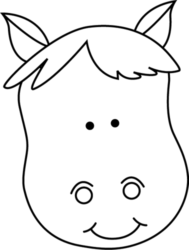 Horse Face Cliparts - Cute Horse Face Outline (378x500), Png Download