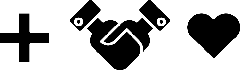 Plus Sign With Shaking Hands And Heart Shape Comments - Png Heart Plus Sign Svg (980x288), Png Download