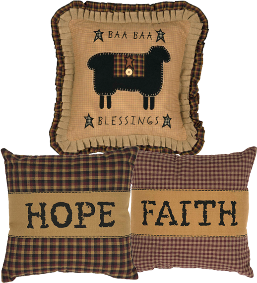 Baa Baa Blessings, Faith & Hope Pillow Set - Vhc Brands Baa Blessings X 18" Pillow (600x600), Png Download