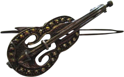 Lovely Marcasite Violin With Bow Sterling Silver Signed - Rein (435x435), Png Download