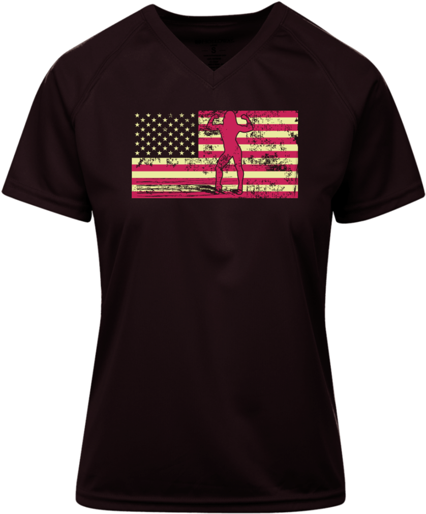 Female Bodybuilder Silhouette On The American Flag - Official Dunder Mifflin Shirt (1024x1024), Png Download