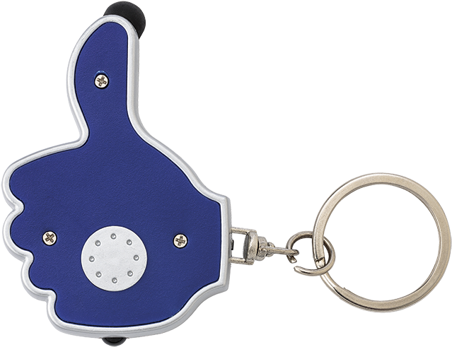 3 In 1 Thumbs Up Keychain With Stylus And Led Light - Schlüsselanhänger Like It Aus Kunststoff (700x700), Png Download