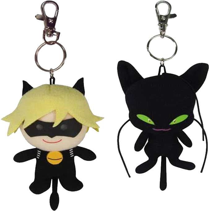Cat Noir Duo Plush Keychain Pack - Cat Noir (696x697), Png Download