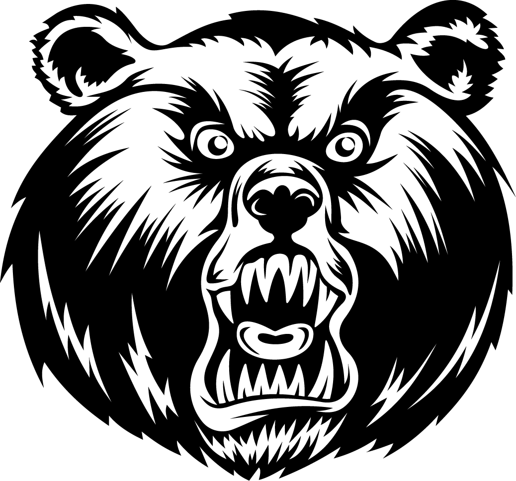 Download Black And White Figure Muzzle Bear Furious - Черно Белые Картинки Png (1038x968), Png Download