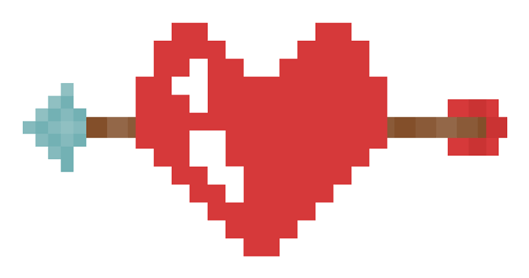 Heart And Arrow Pixel Art Sticker - Pixel Heart (528x528), Png Download