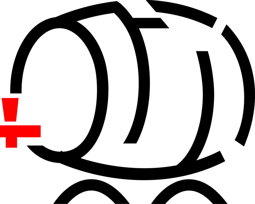 Vector Illustration Of Wine Barrel, Cask Or Tun Made - Wine (874x700), Png Download