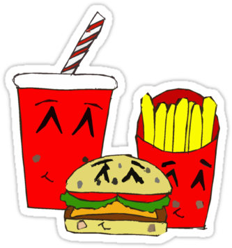 Cute Fast Food Cartoon Stickers By Zozzy-zebra - Fast Food Clipart (375x360), Png Download