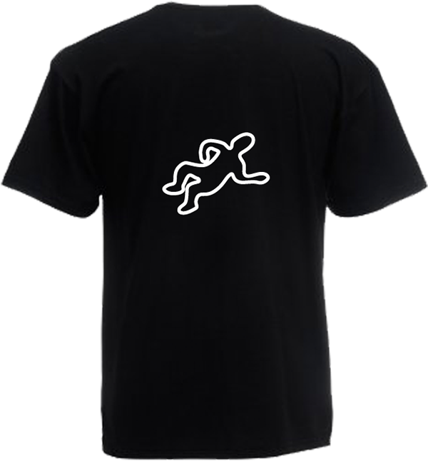 T-shirt Chalk Outline - Fruit Of The Loom Black T Shirt Back (700x700), Png Download