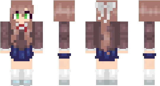 Minecraft Skin Ddlc Monika - Ddlc Monika Minecraft Skin (600x348), Png Download