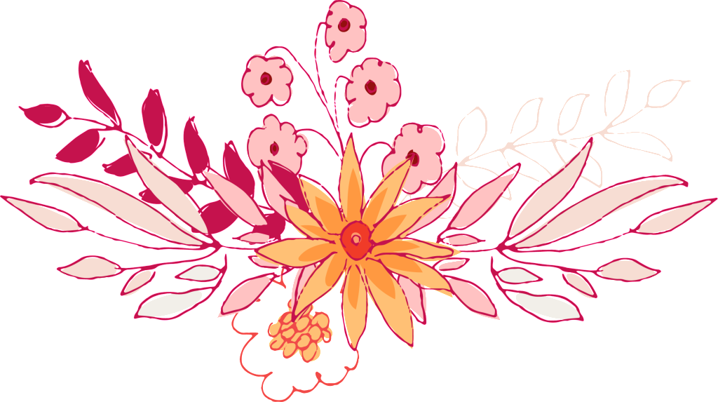 Hand Painted Linear Flower Arrangement Png Transparent - Flower (1024x573), Png Download