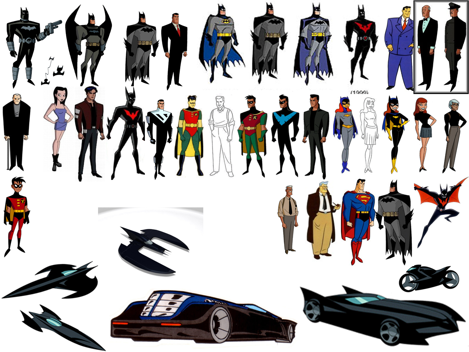 Batman And Others Through The Animated Series - Animated Batman Through The Years (1502x1127), Png Download