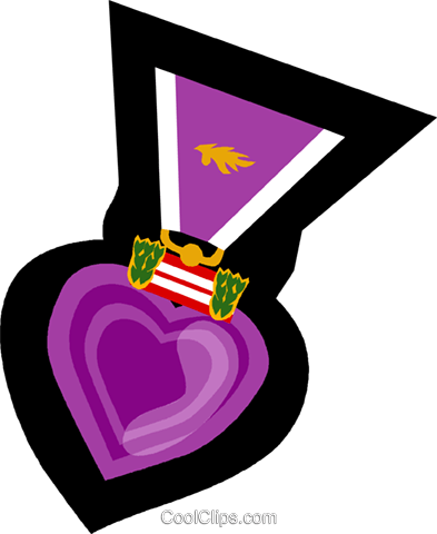 Purple Heart, War Medal Royalty Free Vector Clip Art - Purple Heart Medal (393x480), Png Download
