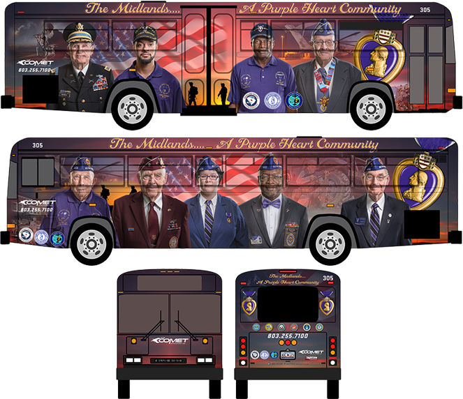 The Purple Heart Bus Project - Mural (663x572), Png Download