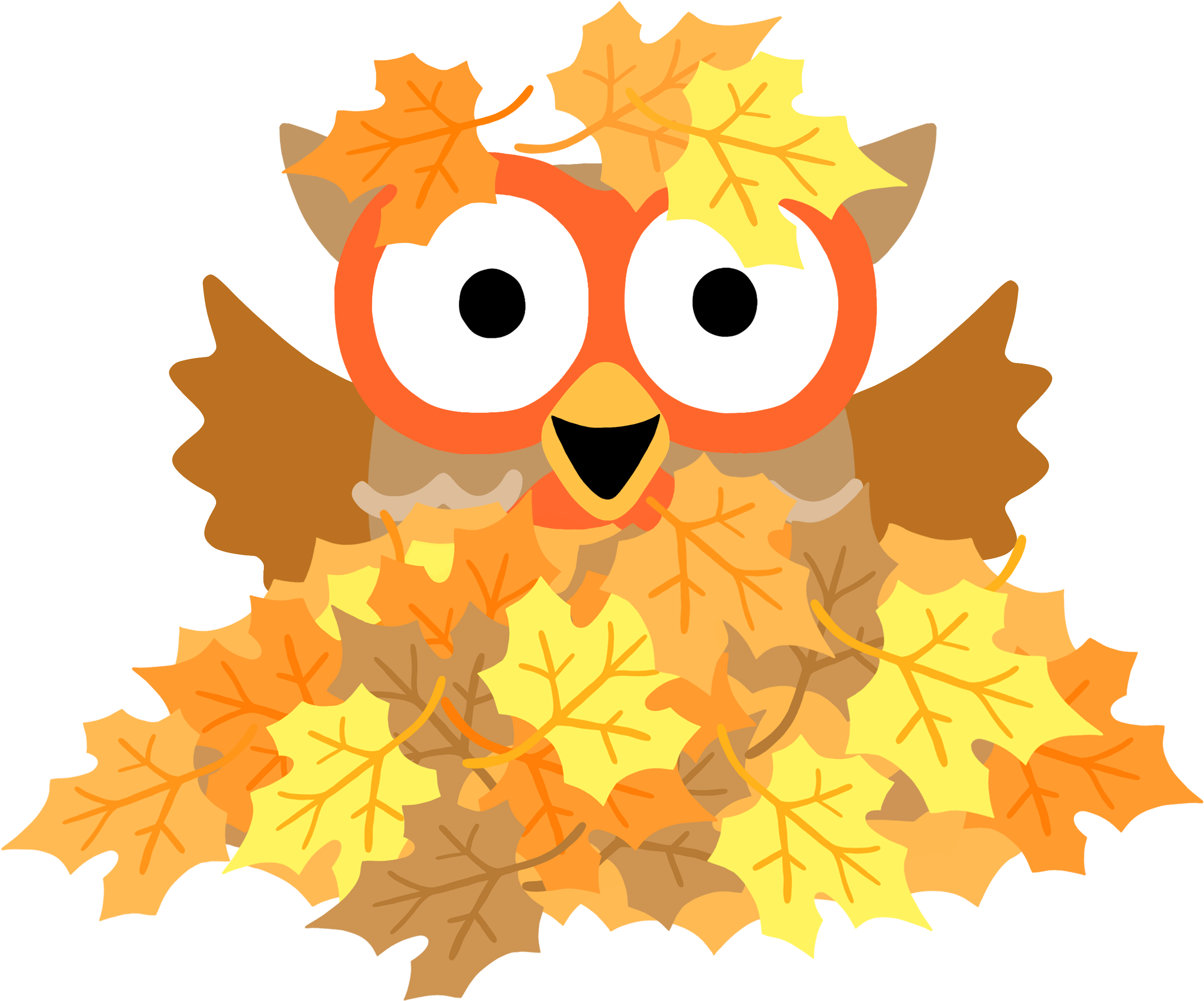 Owl In Leaf Pile V&t - Illustration (3300x3000), Png Download