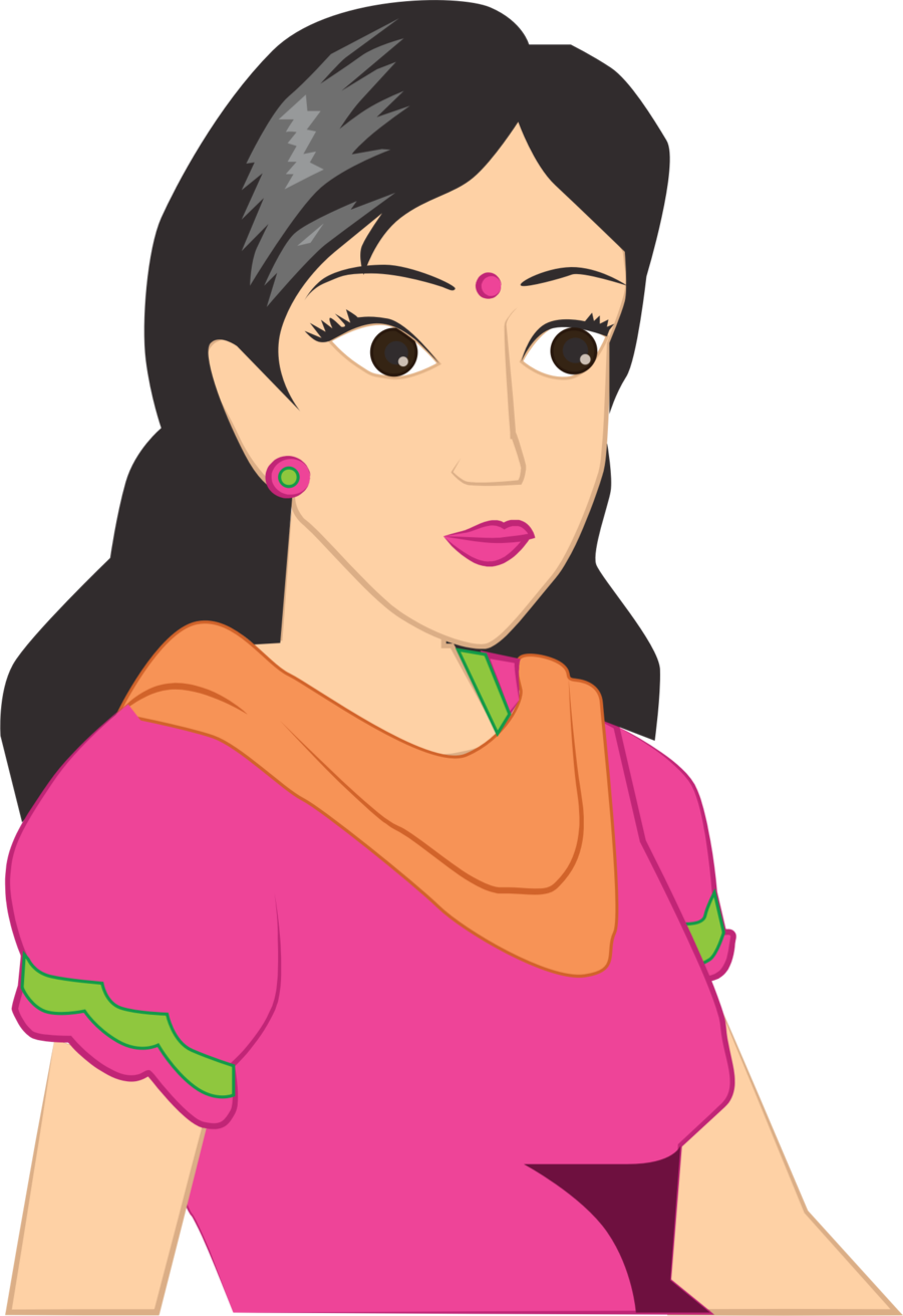 Cartoon Women In Saree Png Clipart Woman Cartoon Clip - Woman Cartoon Image Png (900x1311), Png Download