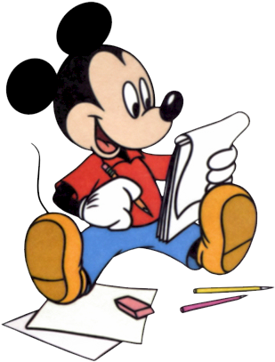 Mickey Mouse Clipart - Mickey Mouse Writing Clipart (319x412), Png Download