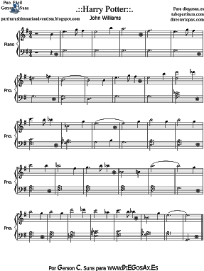 Subpages - Note Harry Potter Piano (309x400), Png Download