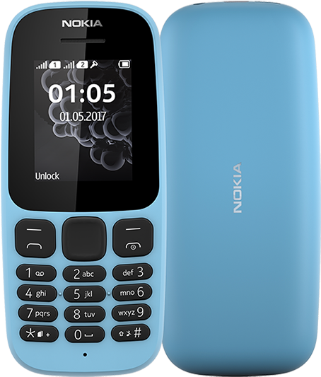 Nokia 105 , Blue, Single Sim - Nokia 105 Dual Sim Inside (600x550), Png Download