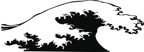 Wave Clipart Black And White Png (600x218), Png Download
