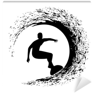 Silhouette Of The Surfer On An Ocean Wave In Style - Ocean Wave Silhouette (400x400), Png Download
