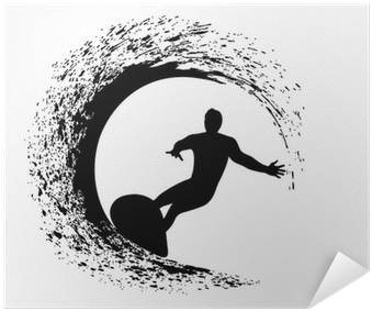 Silhouette Of The Surfer On An Ocean Wave In Style - Surferin Silhouette (400x400), Png Download