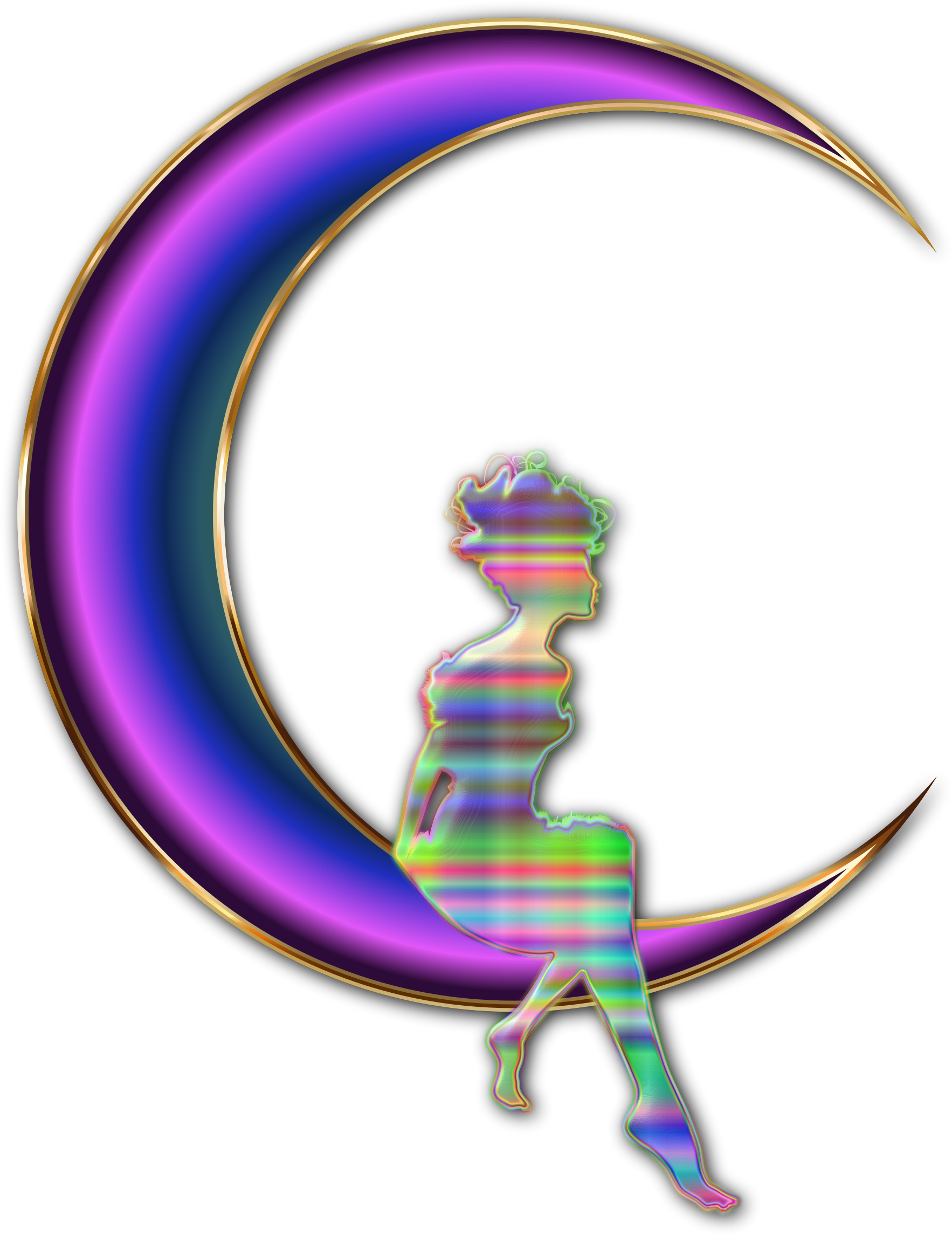 Chromatic Fairy Sitting On Moon Enhanced No - Wallpaper (1766x2292), Png Download