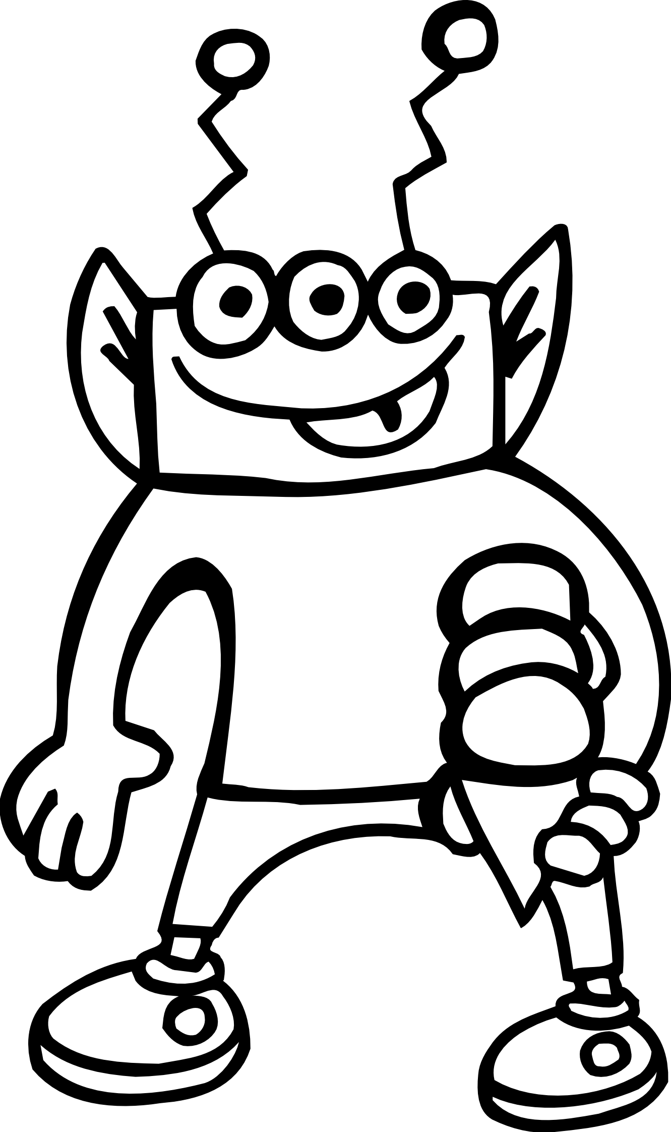 Alien Clipart Black And White - Black And White Cartoon Aliens (1331x2244), Png Download