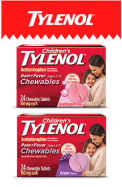 Dosing Has Changed For Children's Tylenol Chewable - Tylenol Children's Pain + Fever, 160 Mg, Chewable Tablets, (640x364), Png Download