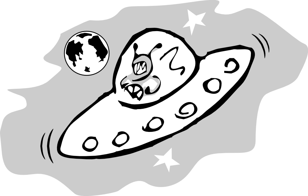 Clip Art Alien Svg - Alien Clipart Black And White Real (999x636), Png Download