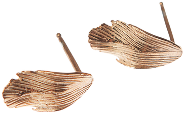 Raven Earrings Raven Feather Gold Plated Rose Gold - Gold Feather Ear Studs (500x500), Png Download