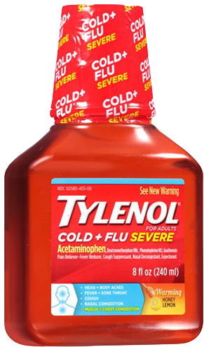 Tylenol Cold Flu Severe, 8oz - Tylenol Cold + Flu, Severe, Caplets - 24 Caplets (500x500), Png Download