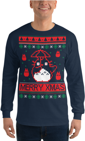 My Neighbor Totoro Unisex Ugly Christmas Long Sleeve - Goku Vs Black En Minecraft (480x480), Png Download