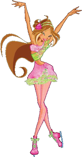 Flora Ice Skating - Winx Club Flora Ice Skating (319x600), Png Download