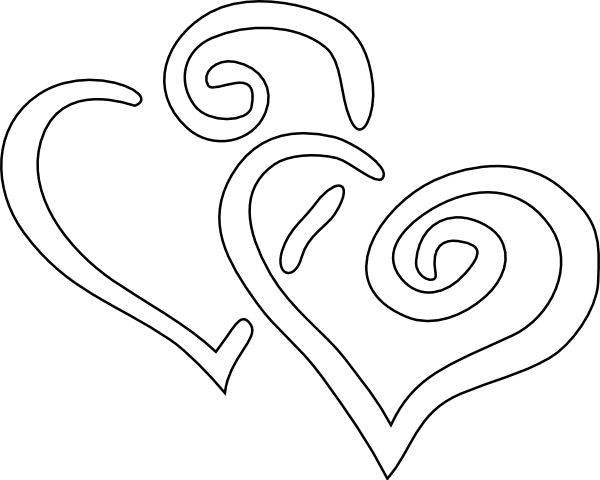 How To Set Use Black Outline Joined Hearts Clipart - Two Hearts Necklace, Anniversary Two Hearts Jewelry, (600x480), Png Download