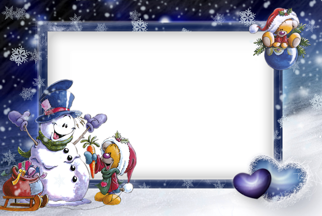Frame-92 - Snowman Png Frame (640x430), Png Download