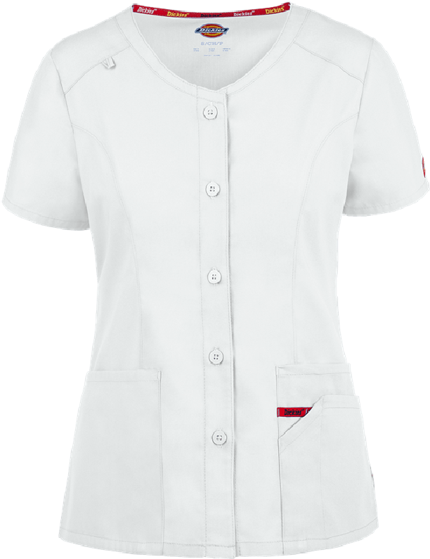Dickies Medical Dk605 Button Front V-neck Top - Blouse (800x800), Png Download