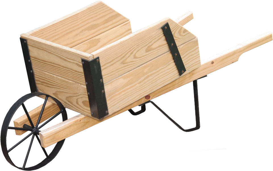 Handcrafted Ornamentals Outdoor Decor Pine Creek Structures - Wooden Wheelbarrow Transparent (1000x651), Png Download