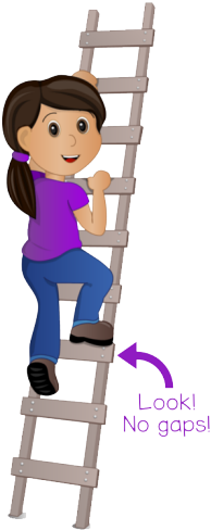 Cartoon Girl Climbing Ladder With No Gaps - Clip Art (250x500), Png Download