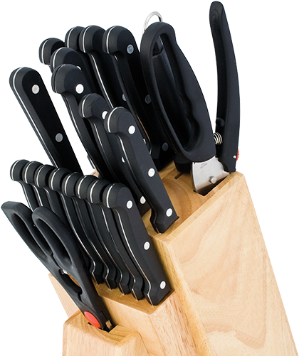Cutlery Set With Wooden Block - Utica Cutlery Company (499x500), Png Download