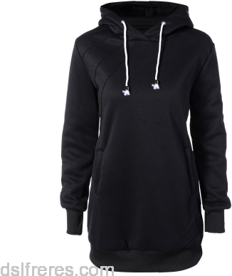 Women Casual Long Sleeve Drawstring Hoodie Dress - Hoodie Dress Black (400x400), Png Download