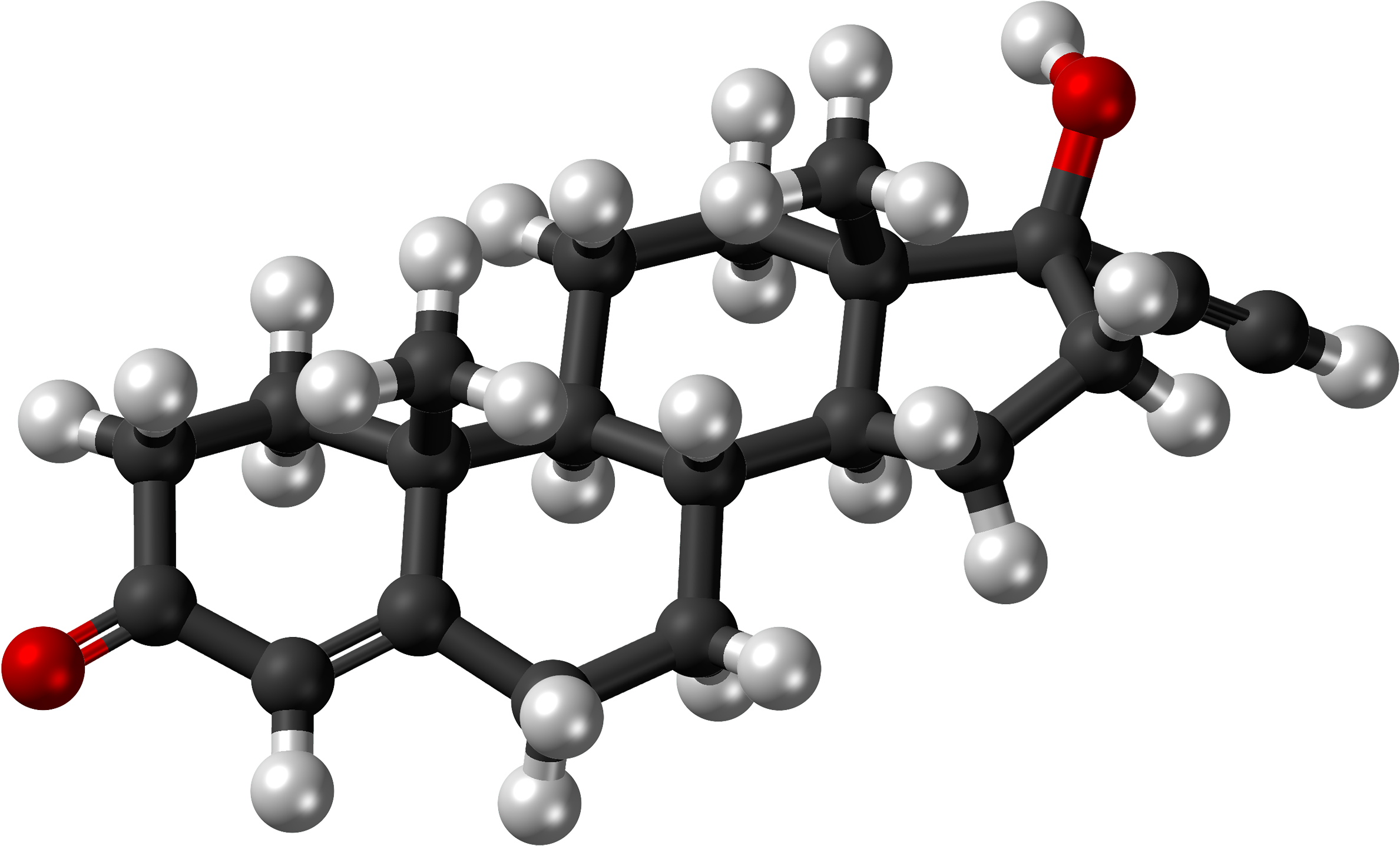 Ethisterone Molecule Ball - Testosterone 3d Model (2560x1633), Png Download