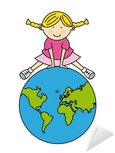 Niña Con Mapa Mundi Sticker • Pixers® • We Live To - Room (400x400), Png Download