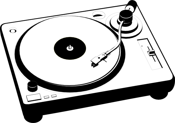 Turntable Black Entertainment Record Music - Turntables Black And White (484x340), Png Download