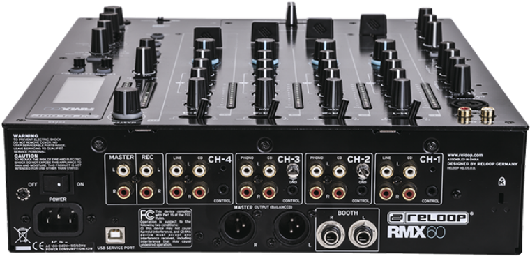 Reloop Rmx-60 Mixer Rear - Rmx 60 Digital Dj Mixer Reloop (800x800), Png Download