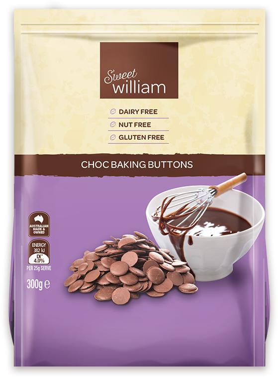 Sweet William Dark Choc Baking Buttons G/f 300g (700x802), Png Download
