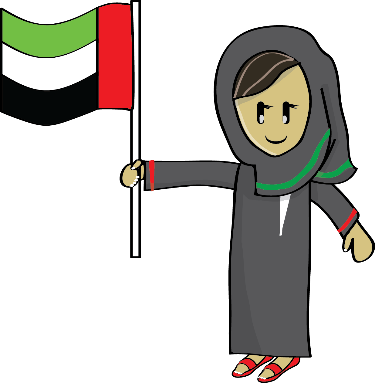 Uae Flag With Girl (1236x1262), Png Download