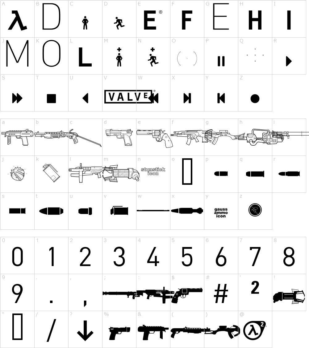 Font Characters - Half Life (1000x1150), Png Download